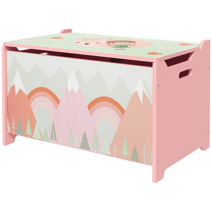 Toy Storage Box with Lid, Safety Hinge, Animal Design, 60x37x39 cm, Pink