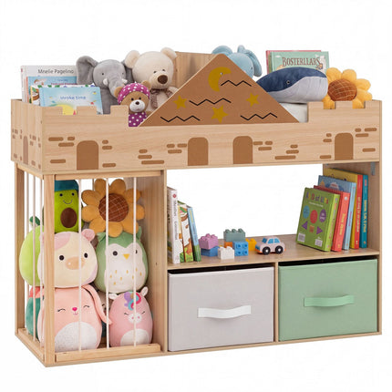 Toy Storage Organizer with Shelves and Fabric Drawers