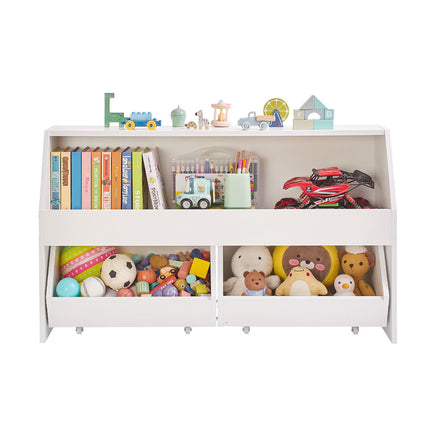 Toy Storage Organizer with Wheels, 2 Drawers, White