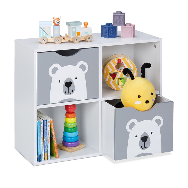 Toy Storage Shelf with 4 Compartments, Bear Design