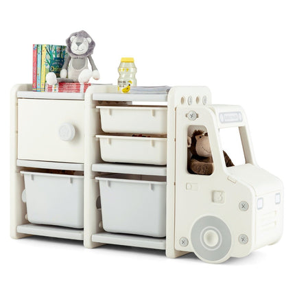 Toy Storage Shelf with Drawers and Boxes, 110x32x66 cm