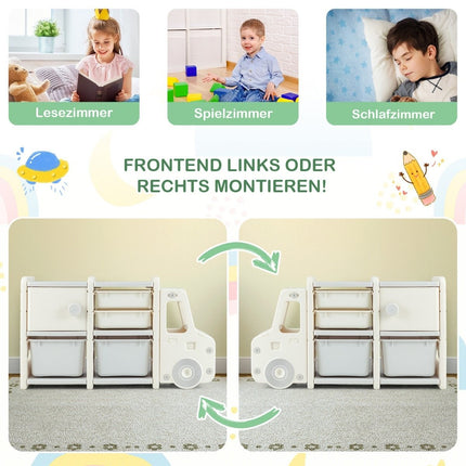 Toy Storage Shelf with Drawers and Boxes, 110x32x66 cm