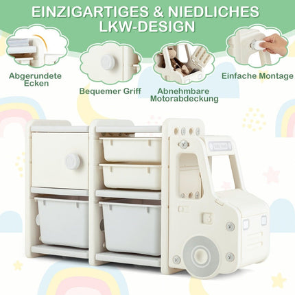 Toy Storage Shelf with Drawers and Boxes, 110x32x66 cm