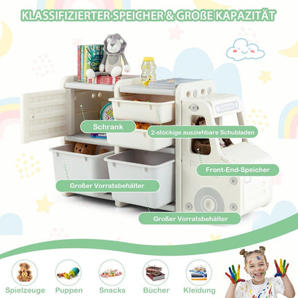 Toy Storage Shelf with Drawers and Boxes, 110x32x66 cm