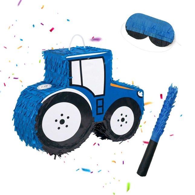 Tractor Piñata Set – Includes Bat and Blindfold Mask