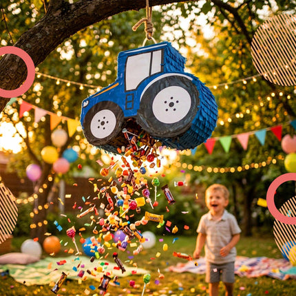 Tractor Piñata Set – Includes Bat and Blindfold Mask