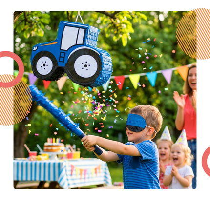 Tractor Piñata Set – Includes Bat and Blindfold Mask