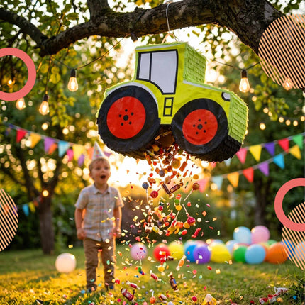 Tractor Piñata Set with Stick & Mask – 40 cm