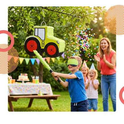 Tractor Piñata Set with Stick & Mask – 40 cm