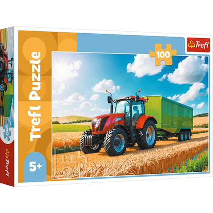 Tractor Puzzle with Trailer, 100 Pieces for Kids