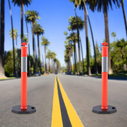Traffic Delineator Posts, 2 Pack, 16.93 in Rubber Base