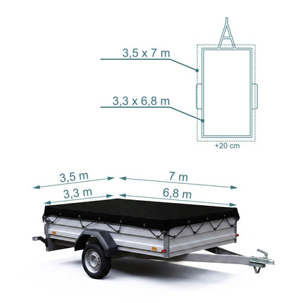 Trailer Cargo Net, Fine-Mesh, 3.5 x 7 m, Black