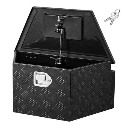 Trailer Tongue Tool Box, Aluminum 26 x 13 x 12 In, Lock, Black