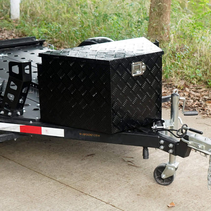 Trailer Tongue Tool Box, Aluminum Diamond Plate, Lock, 33x19x18