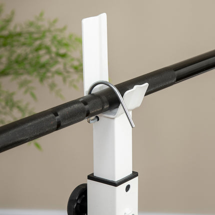 Weight bench with leg press & dumbbell, armrest, black and white