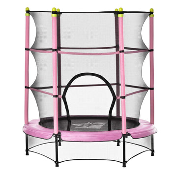 Training trampoline for children with safety net, pink, 45 kg limit