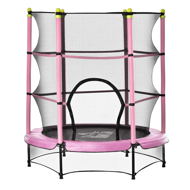 Training trampoline for children with safety net, pink, 45 kg limit