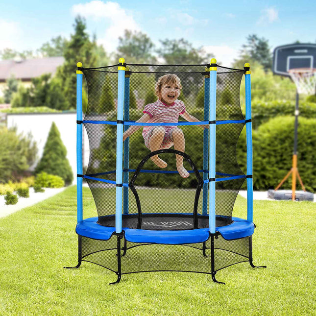 Children's trampoline 163 cm with safety net - steel blue
