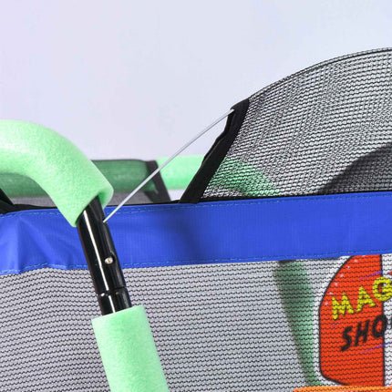 Children's trampoline with safety net & basketball hoop, 140 cm