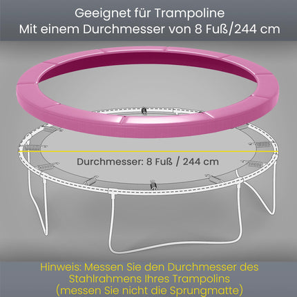 Trampoline Edge Cover, Waterproof, Tear-Resistant, 244cm, Pink