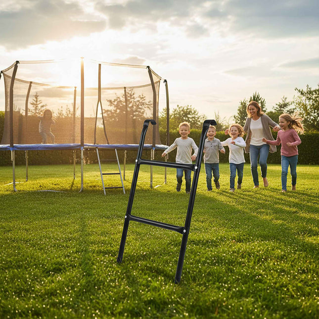 Trampoline Ladder, Black Steel, Hook-On Design