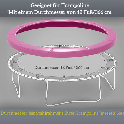 Trampoline Pad Cover, Waterproof, Tear-Resistant, Ø366 cm, Pink