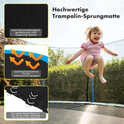 Trampoline Replacement Mat, 366 cm Frame, Black, Durable PP