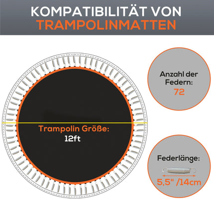 Trampoline Replacement Mat, Round, 3.66m, Polypropylene, Orange