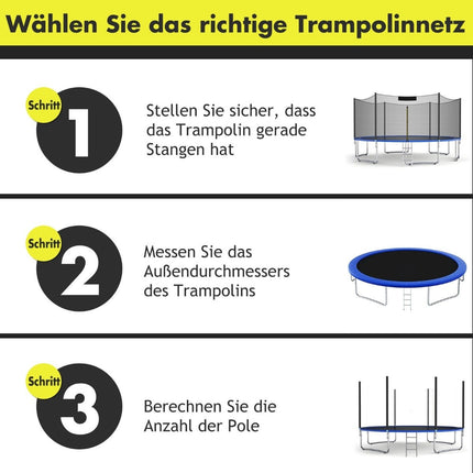 Trampoline Safety Net 427cm, Fits 8 Poles, Zipper Access