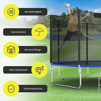 Trampoline Safety Net 427cm, Fits 8 Poles, Zipper Access