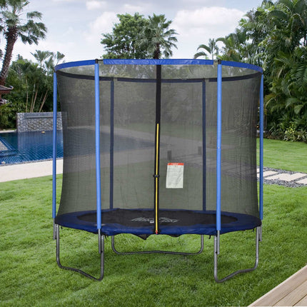 Indoor/outdoor trampoline with safety net, 113.6 kg limit