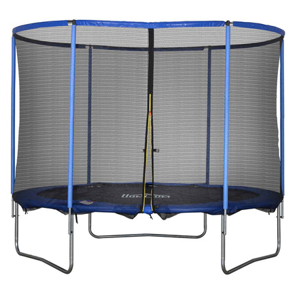 Fitness trampoline with safety net, blue/black, Ø305 cm