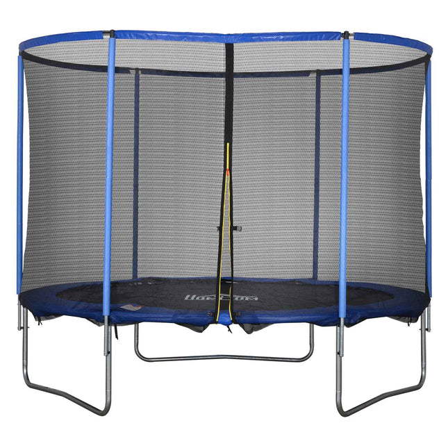 Fitness trampoline with safety net, blue/black, Ø305 cm