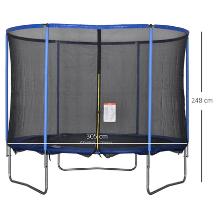 Fitness trampoline with safety net, blue/black, Ø305 cm