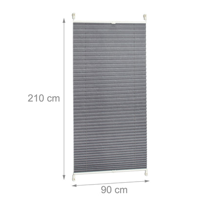 Translucent Grey Pleated Blinds – No Drill, Polyester