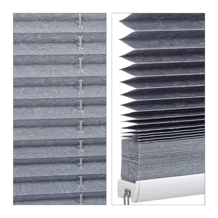 Translucent Grey Pleated Blinds – No Drill, Polyester