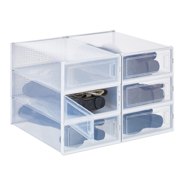 Transparent Boot Storage Boxes, Set of 6