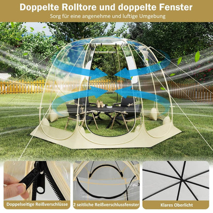 Transparent PVC Pop-Up Bubble Tent for 5-6 People, 265x265 cm