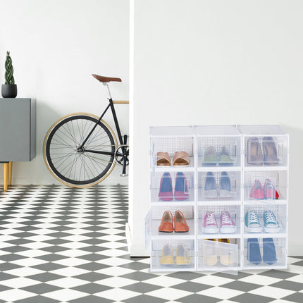 Transparent Shoe Storage Boxes, Set of 12