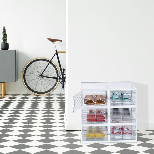 Transparent Shoe Storage Boxes, Set of 6
