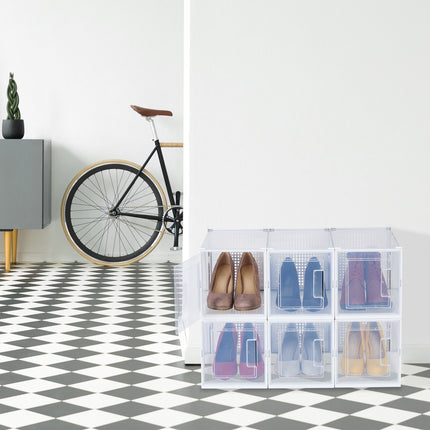 Transparent Shoe Storage Boxes for High Heels, Set of 6