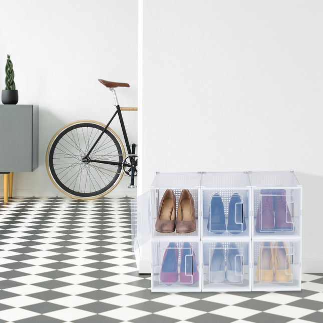 Transparent Shoe Storage Boxes for High Heels, Set of 6