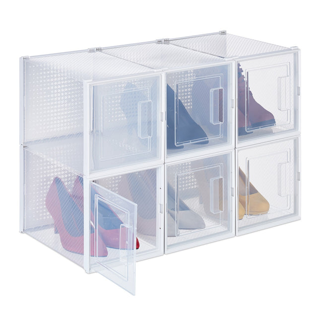 Transparent Shoe Storage Boxes for High Heels, Set of 6