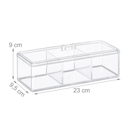 Transparent tea box with 3 compartments