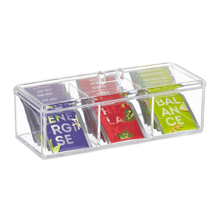 Transparent tea box with 3 compartments