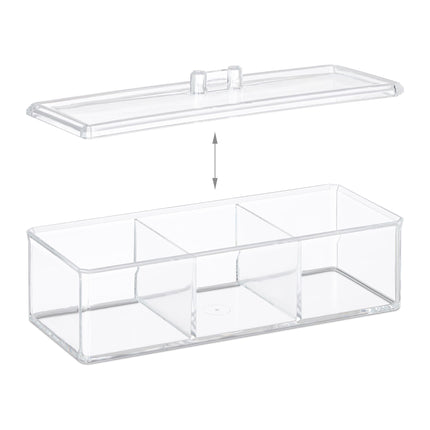 Transparent tea box with 3 compartments