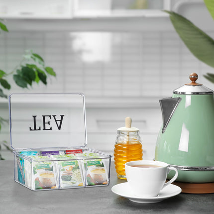 Transparent tea box with 6 compartments