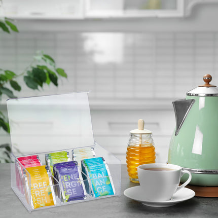 Transparent tea box with 6 compartments