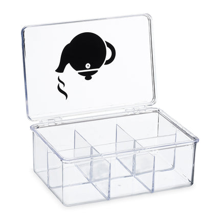 Transparent tea box with 6 compartments