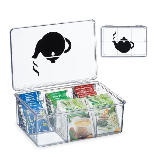 Transparent tea box with 6 compartments